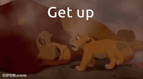 Lion And Baby Lion Saying Get Up GIF