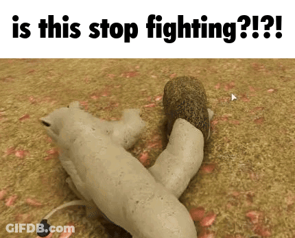Lion And Lion Cub Laying On Ground GIF