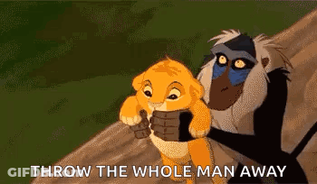 Lion And Monkey Saying Throw The Whole Man Away GIF