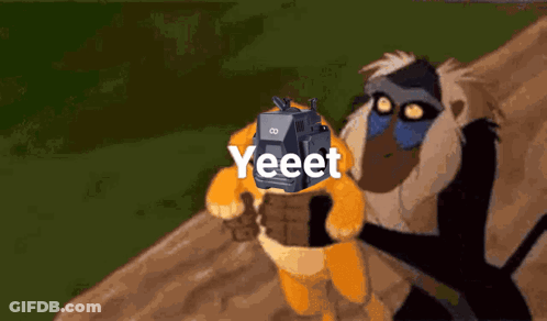 Lion And Monkey With Yeeet Device GIF
