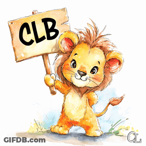 Lion Cub Holding CLB Sign GIF