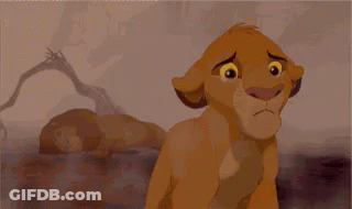 Lion Cub Standing In Dirt Looking At Something GIF