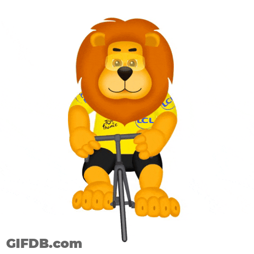 Lion Finished Biking Lap GIF