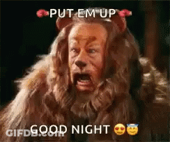 Lion From Wizard Of Oz Screaming Put Em Up Good Night GIF