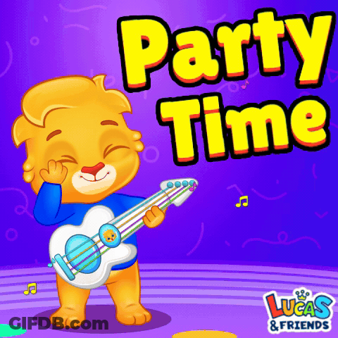 Lion Holding Guitar Saying Party Time GIF