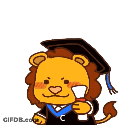 Lion In Graduation Cap And Gown Holding Diploma GIF