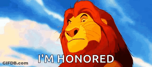 Lion King Lion Saying I'm Honored In Front Of Blue Sky GIF