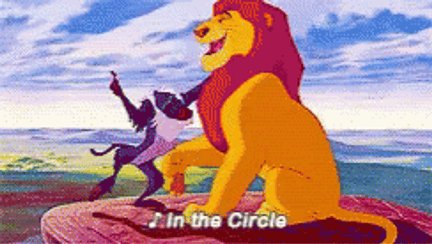 Lion King Mufasa Hugging Rafiki In Circle GIF