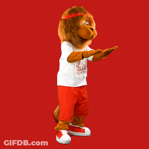 Lion Mascot Squats GIF