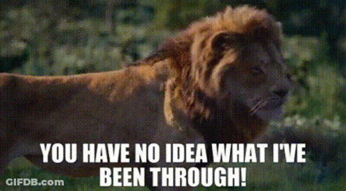 Lion Saying You Have No Idea What I've Been Through GIF