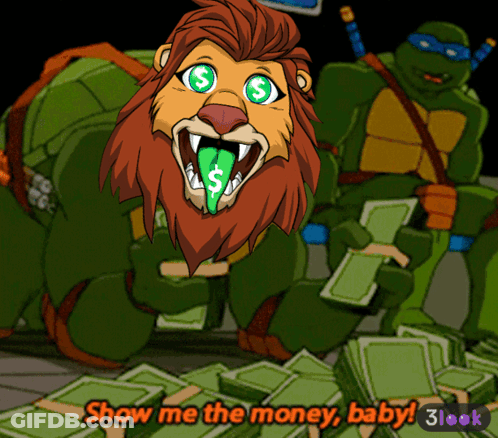 Lion Sticking Green Tongue Show Me Money Baby GIF