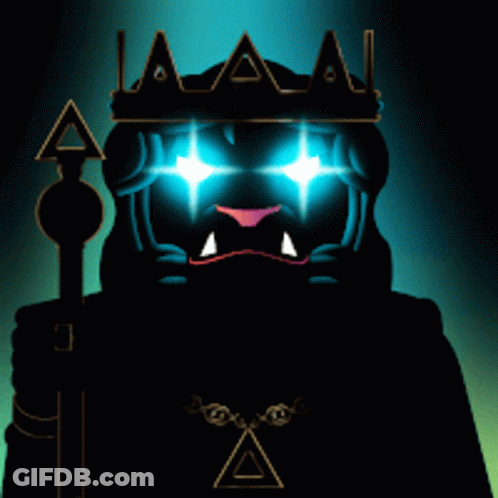 Lion Wearing Crown Holding Spear GIF