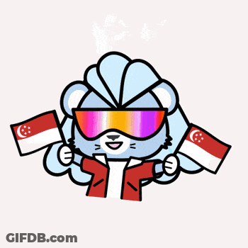 Lion Wearing Sunglasses Holding Singapore Flags Happy Bday SG GIF