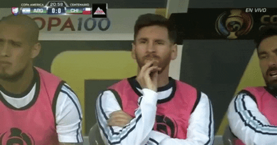 Lionel Messi Worried On Bench GIF
