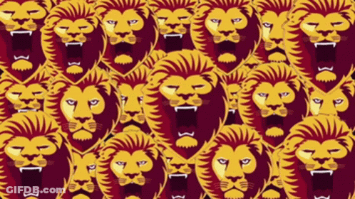 Lions With Open Mouths On Red GIF