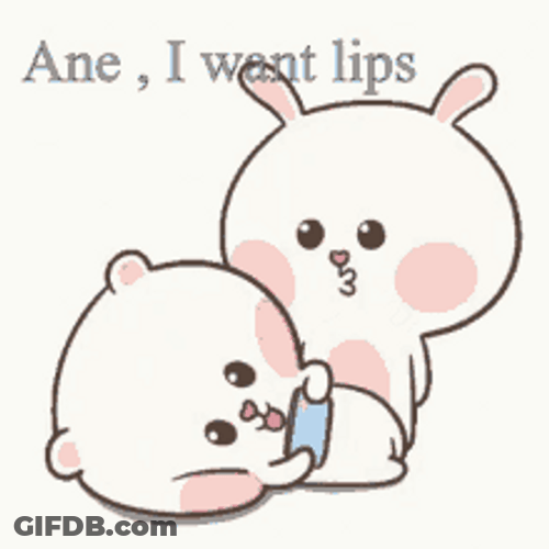Lip Bite Cute Bunnies Love Kiss GIF