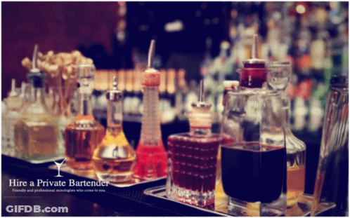 Liquor Bottles On Tray With Hire A Private Bartender GIF