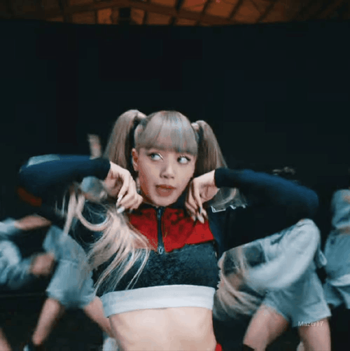 Lisa From Blackpink Touching Her Ponytails GIF