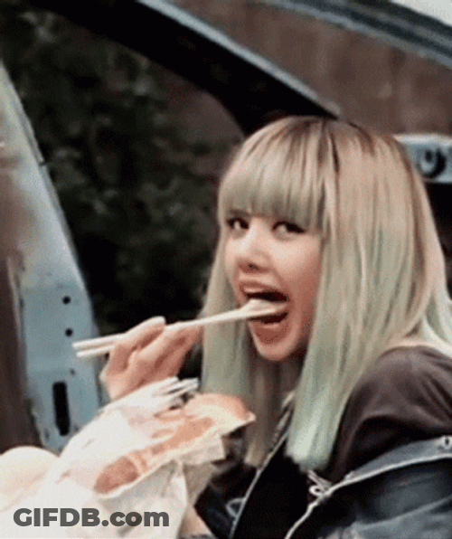 Lisa Of Blackpink Eating With Chopsticks GIF