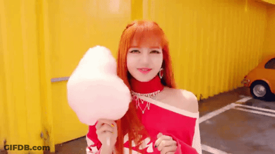 Lisa Of Blackpink Giggling Over Cotton Candy GIF