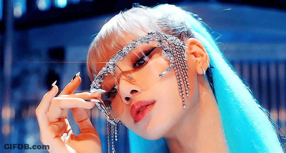 Lisa Of Blackpink Showing Her Glammed Up Glasses GIF