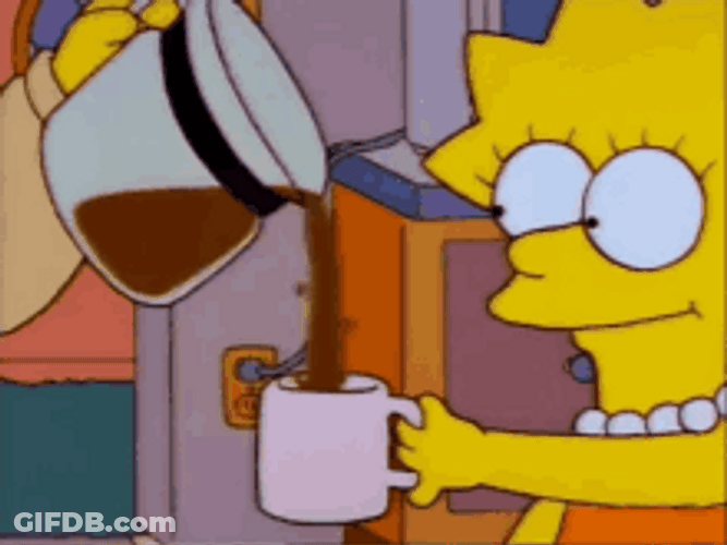 Lisa Simpson Cute Blink Coffee Lover GIF
