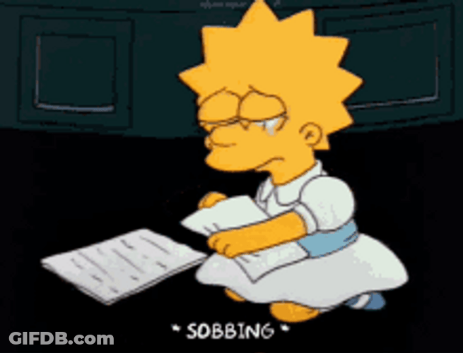 Lisa Simpson Heart Broken Crying Sobbing Ripping Paper GIF