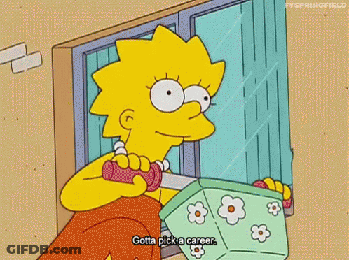 Lisa Simpson Holding Flower Box Saying Gotta Pick A Career GIF