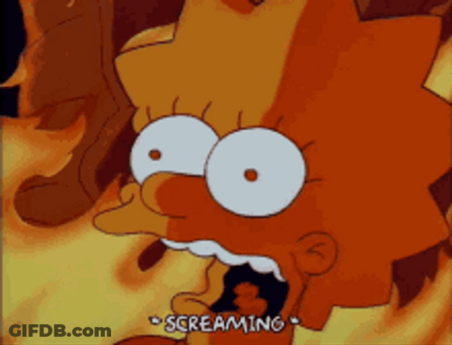 Lisa Simpson Scared Screaming Fire Hell GIF