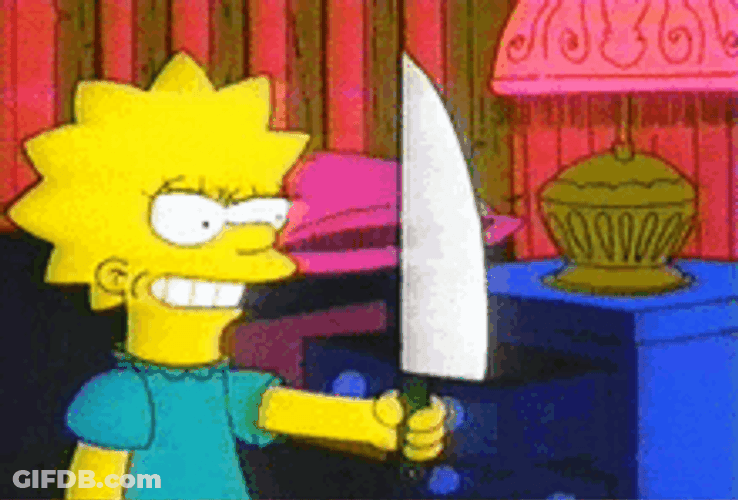 Lisa Simpson Scary Blinking Shining Knife GIF