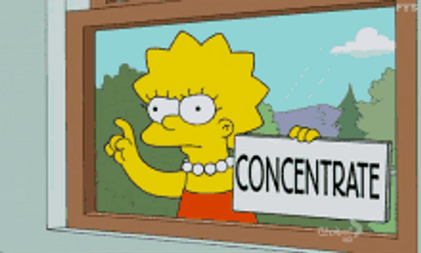 Lisa Simpson Serious Concentrate Blink GIF