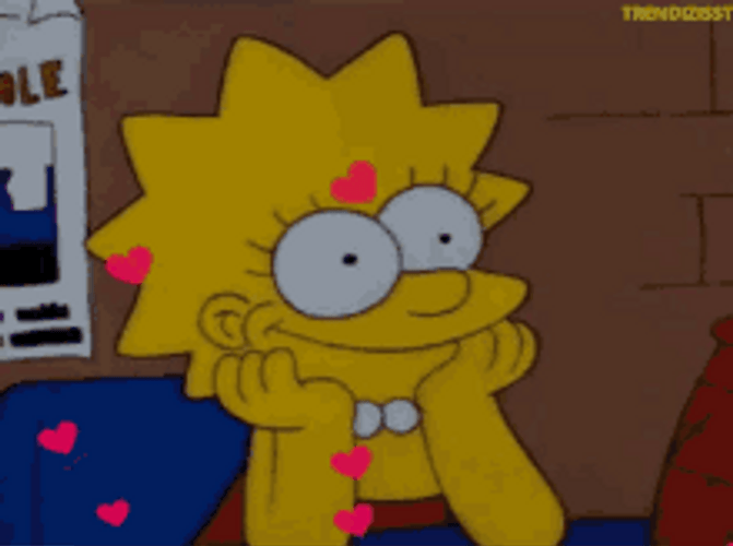 Lisa Simpson So Cute So In Love Hearts GIF