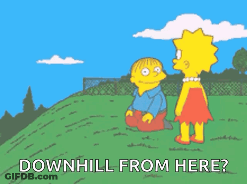 Lisa Simpson Standing Next To Character Laying Down Downhill From Here GIF