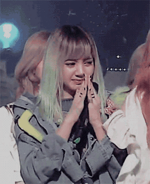 Lisa With Blackpink Team Getting Emotional GIF