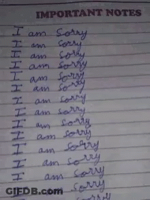 List Of I Am Sorry Words On Paper GIF