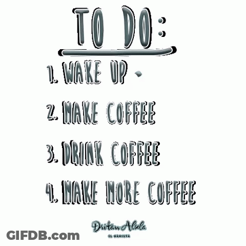 List Of Things To Do Including Drinking Coffee GIF