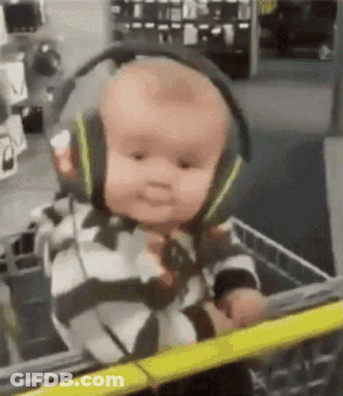 Listening Baby Wearing Headphones GIF