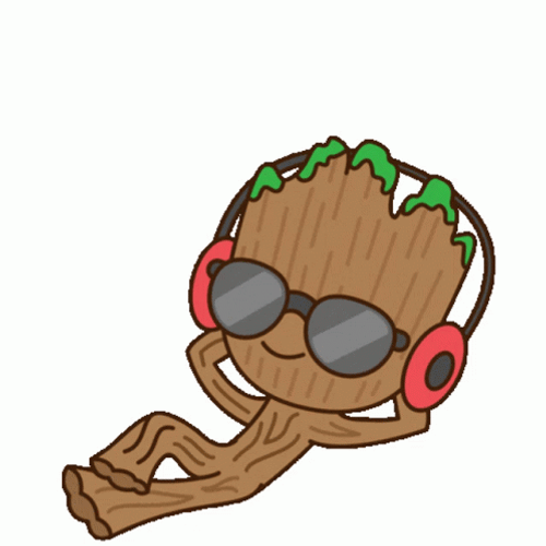 Listening To Music Baby Groot Chilling GIF