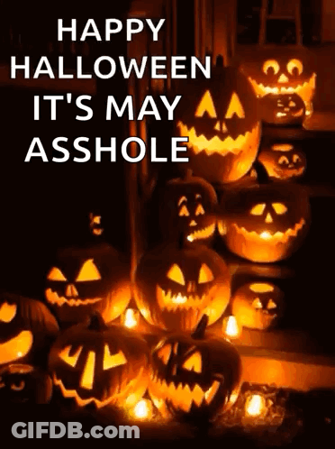 Lit Pumpkins With Happy Halloween GIF