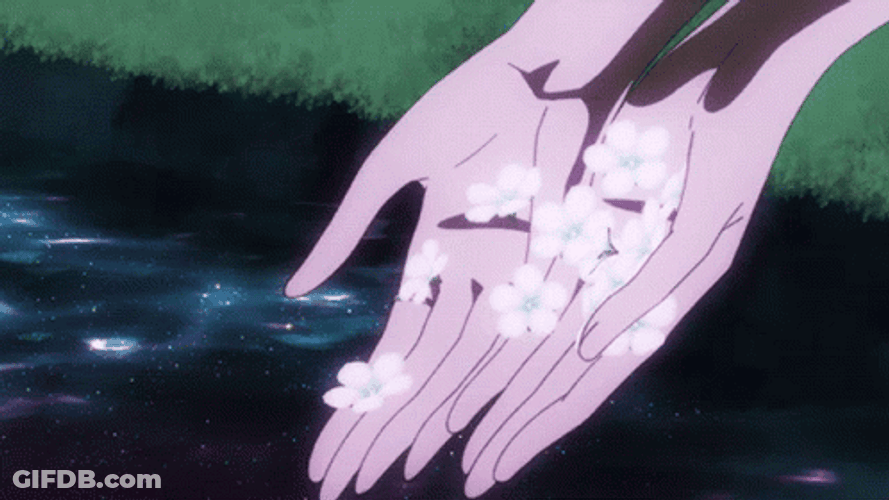 Little Anime Flower Scattered In River GIF