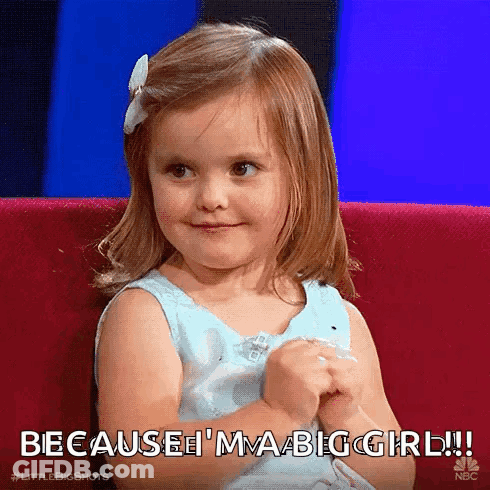 Little Blue Girl Says I'm A Big Girl GIF