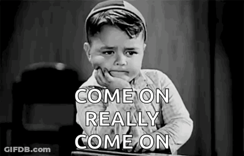 Little Boy At Desk With Hand On Chin Saying Come On Really Come On GIF