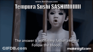 Little Boy Behind Bars Tempura Sushi Sashimi GIF