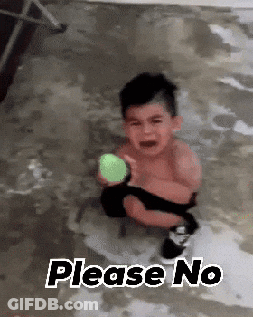 Little Boy Crying Holding Green Ball Saying Please No GIF