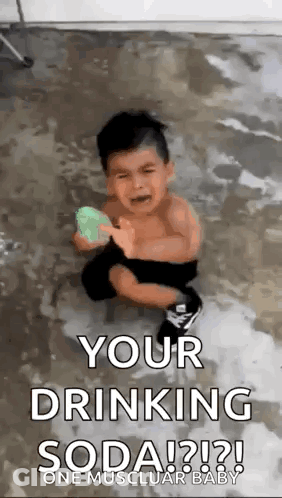 Little Boy Crying While Holding Soap Dispenser GIF