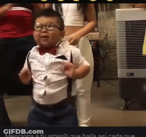 Little Boy Dancing With Glasses And Bow Tie GIF