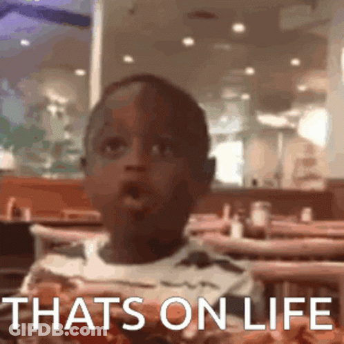 Little Boy Eating Pizza Saying Thats On Life GIF