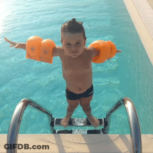Little Boy Falling In The Pool GIF