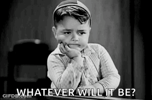 Little Boy Hand On Chin Whatever Will It Be GIF