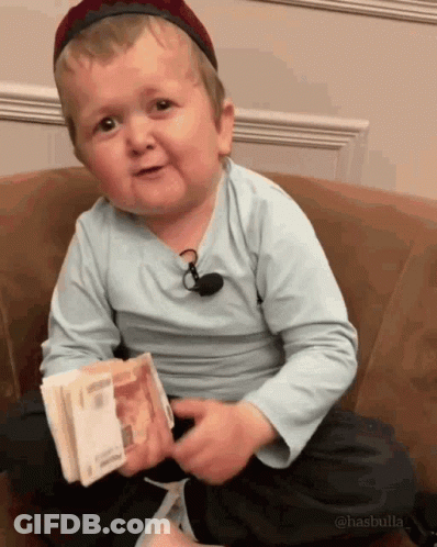 Little Boy Holding Pile Of Money GIF